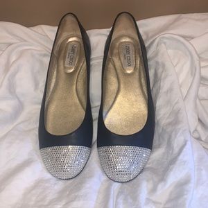 Jimmy Choo flats with rhinestones (black with box)